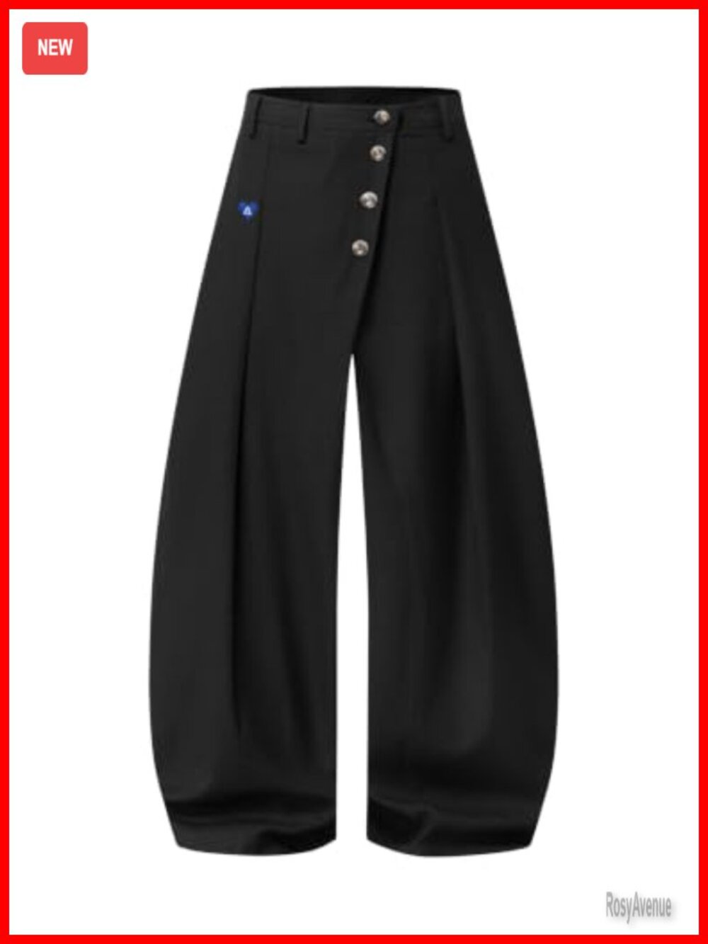 Wide Leg Dress Pants Asymmetric Button Baggy Barrel Trousers